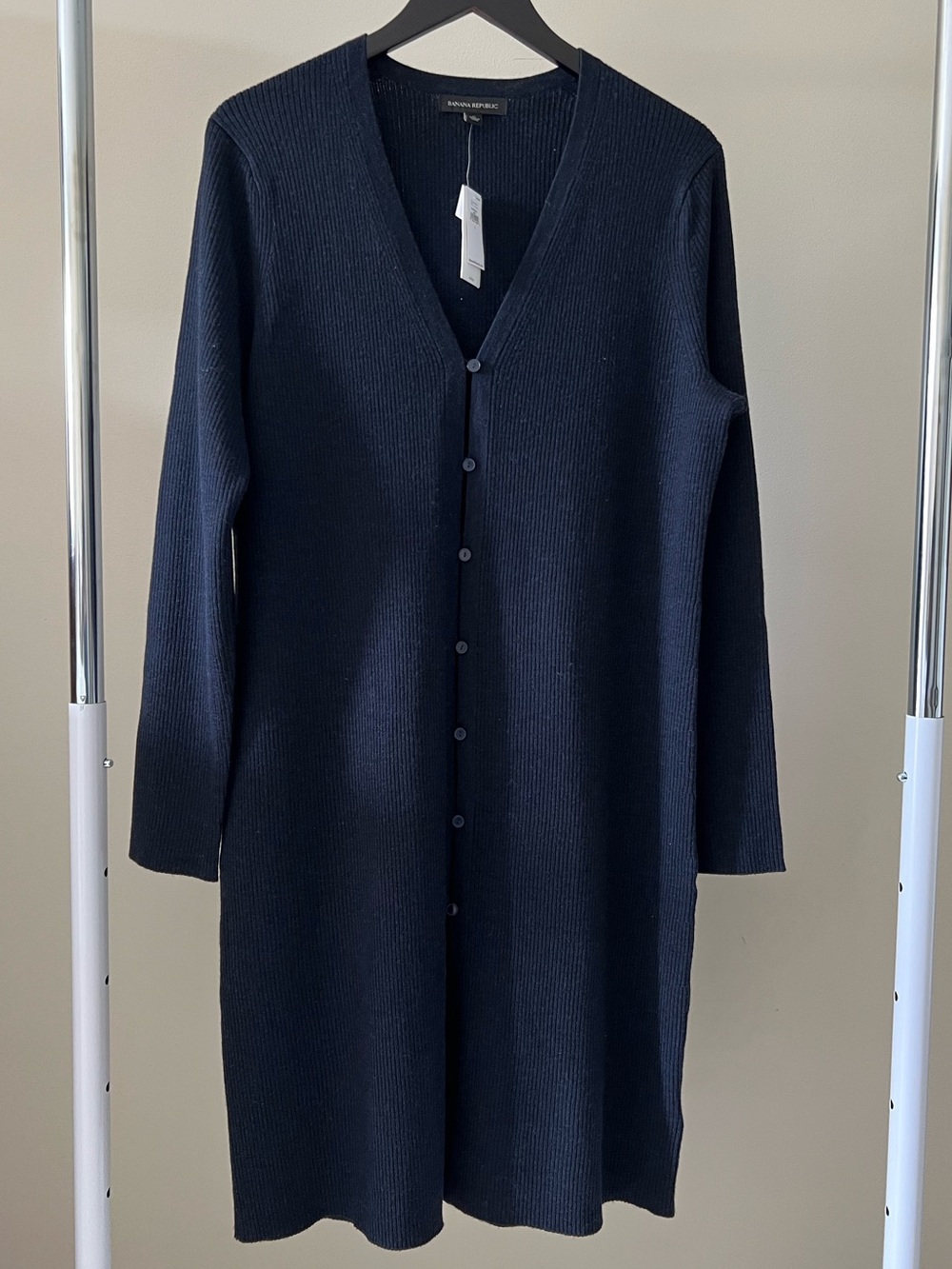 Banana Republic Merino Wool long ribbed navy blue cardigan NWT